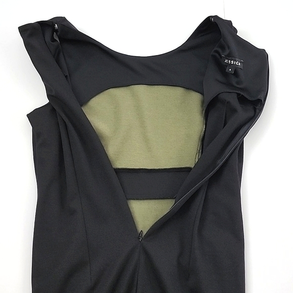 Jessica Women's Black Green Colorblock Sheath Sleeveless Round Neckline Size 6 - Picture 7 of 12